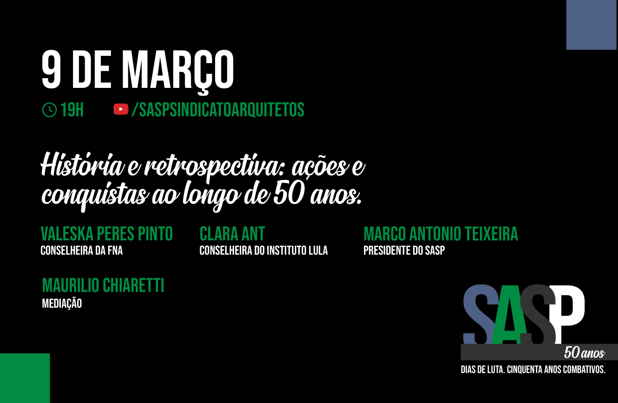 Trajetória do SASP é o tema da primeira live do “Dias de luta. Cinquenta anos combativos.”