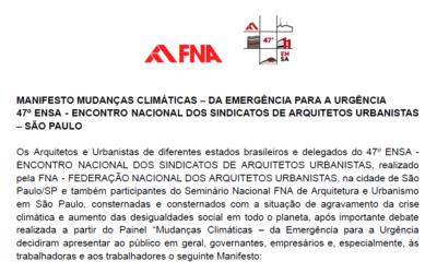 Manifesto FNA Aborda Urgência Por Ações Diante À Crise Climática Que Afeta O País