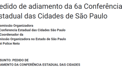 PEDIDO DE ADIAMENTO DA CONFERÊNCIA ESTADUAL DAS CIDADES