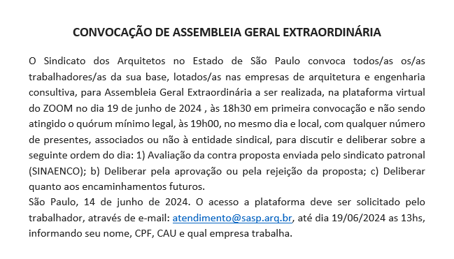 CONVOCAÇÃO DE ASSEMBLEIA GERAL EXTRAORDINÁRIA