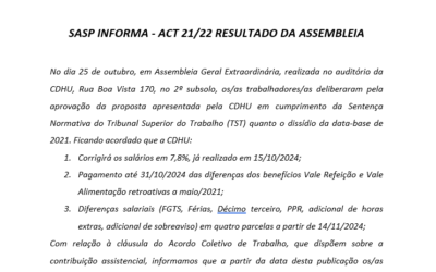 SASP INFORMA – ACT 21/22 RESULTADO DA ASSEMBLEIA